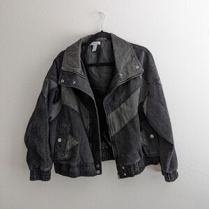 Forever 21 Black Denim and Stripe Jacket